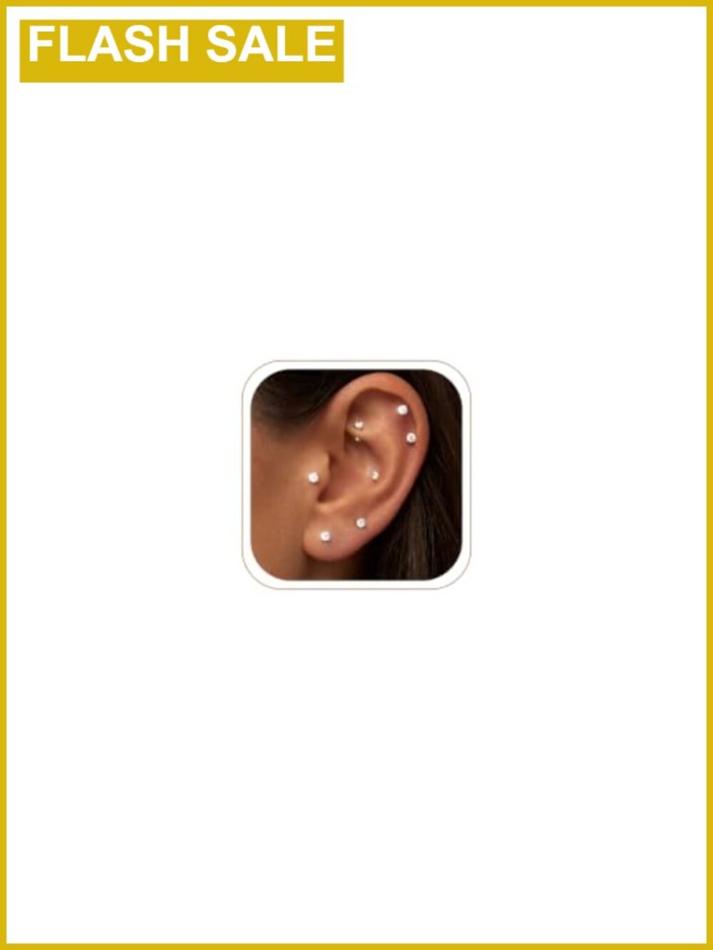 7 Pairs Flat Back Stud Earrings Set for Women, Silver Plated Hypoallergenic